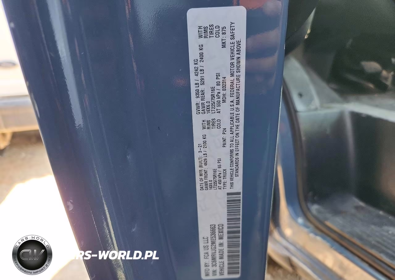 2021 Ram Promaster 3500 Delivery Van VIN:3C6MRVJG2ME536663 - 12