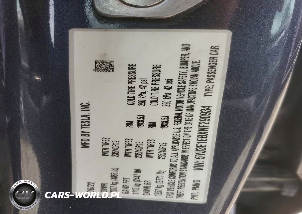 2022 Tesla Model 3 VIN:5YJ3E1EBXNF290934 - 12
