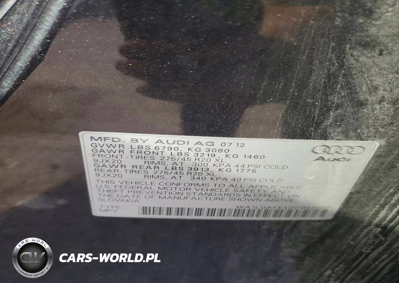 2013 Audi Q7 Premium Plus VIN:WA1LGAFE4DD002800 - 13