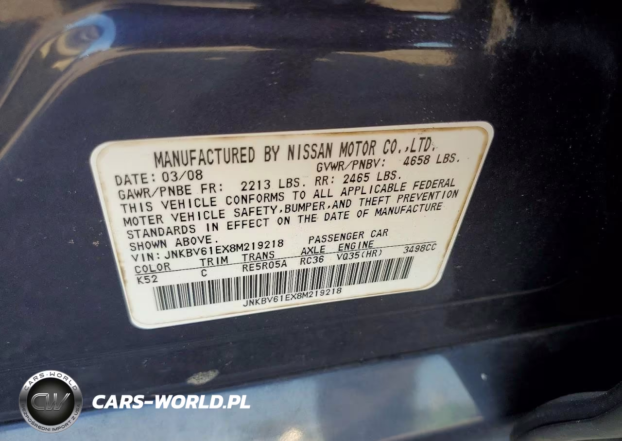2008 Infiniti G35 VIN:JNKBV61EX8M219218 - 12