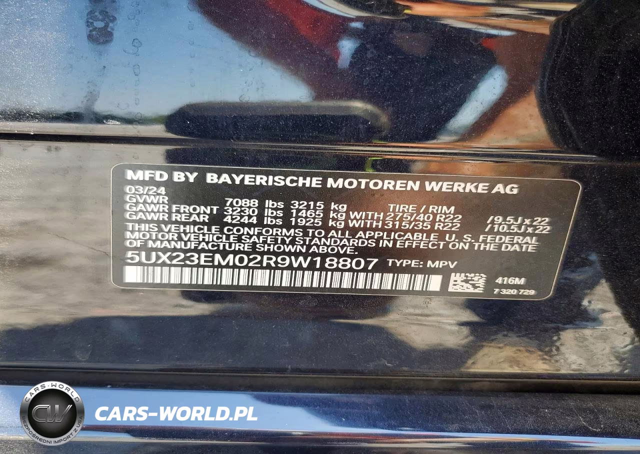 2024 BMW X7 xDrive40I VIN:5UX23EM02R9W18807 - 14