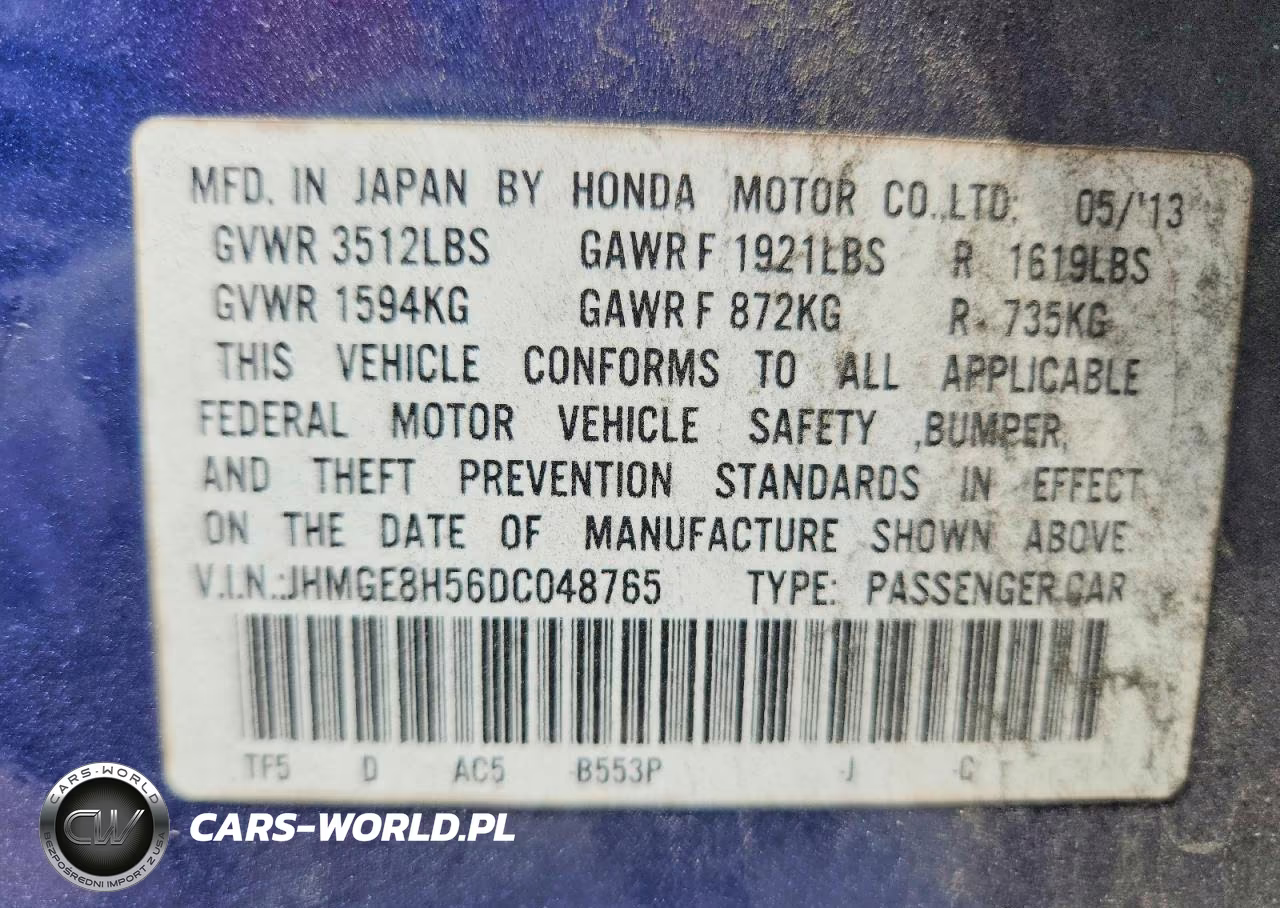 2013 Honda Fit Sport VIN:JHMGE8H56DC048765 - 12