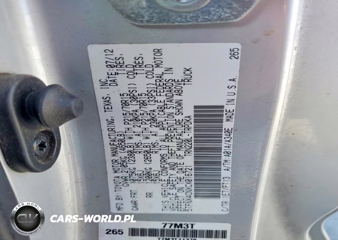 2012 Toyota Tacoma Base VIN:5TFNX4CNXCX016721 - 12