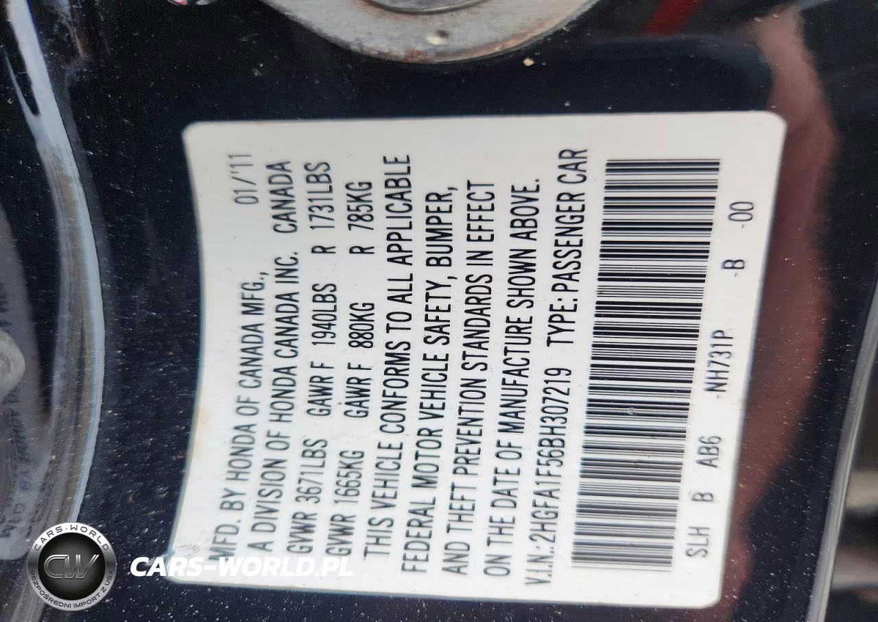 2011 Honda Civic Lx VIN:2HGFA1F56BH307219 - 12