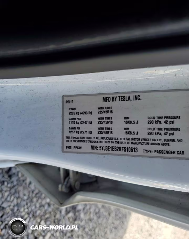2019 Tesla Model 3 VIN:5YJ3E1EB2KF510613 - 12