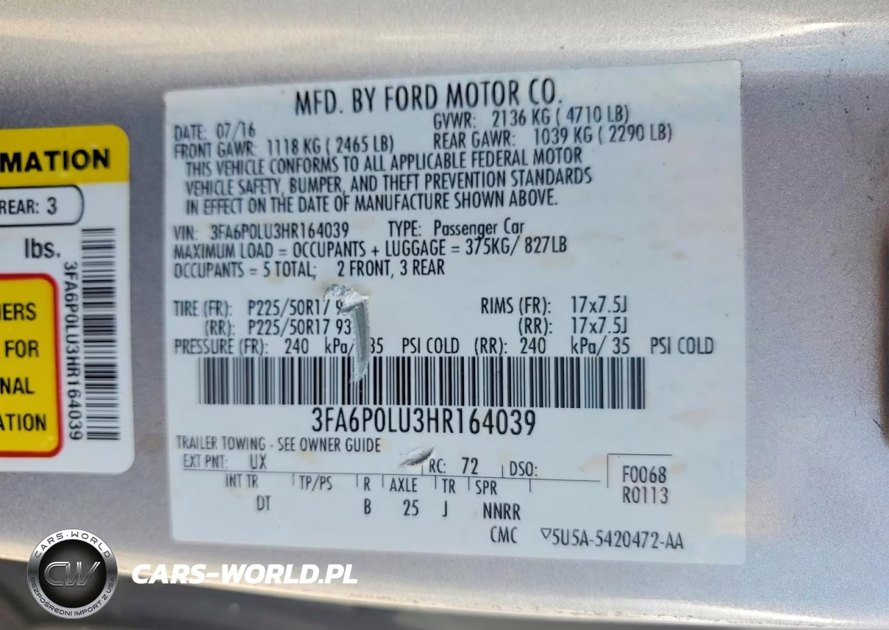 2017 Ford Fusion Se Hybrid VIN:3FA6P0LU3HR164039 - 12