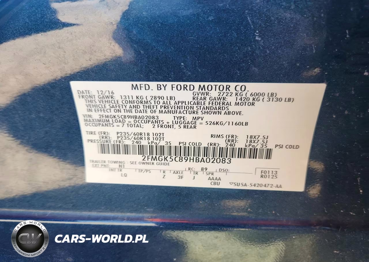 2017 Ford Flex Sel VIN:2FMGK5C89HBA02083 - 12