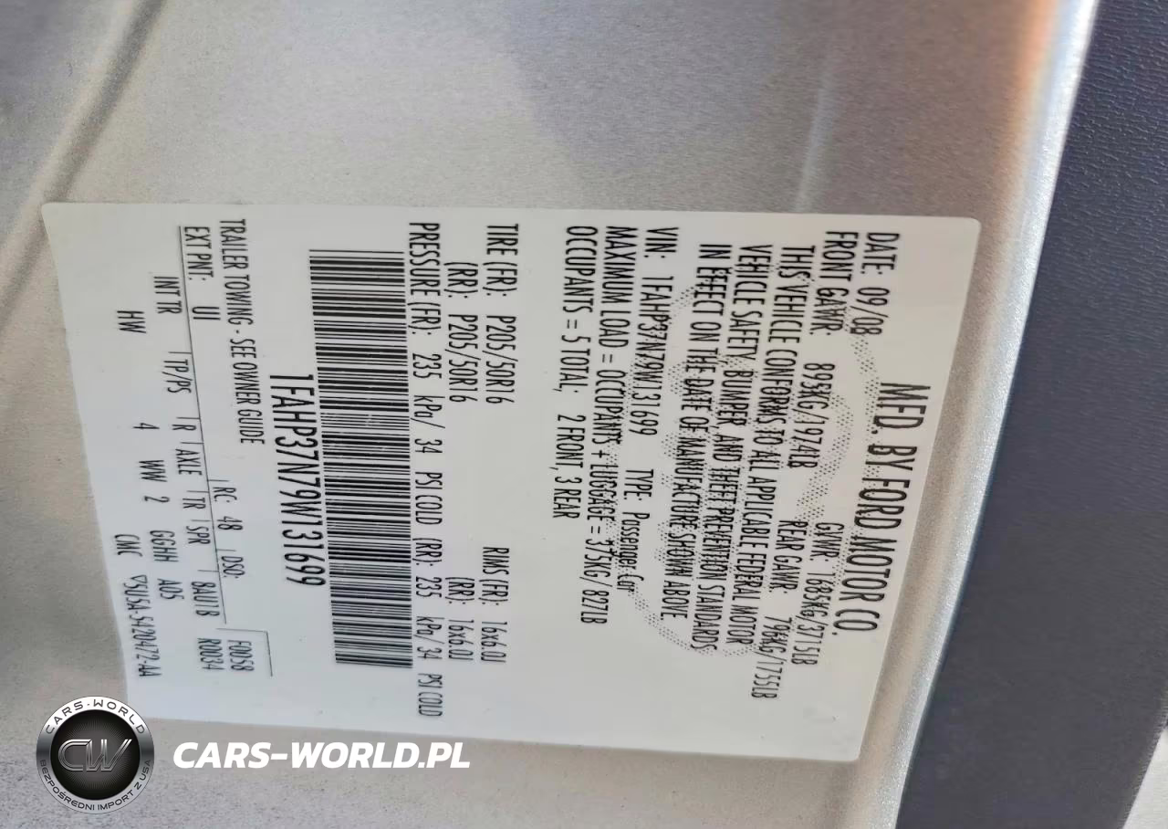 2009 Ford Focus Sel VIN:1FAHP37N79W131699 - 12