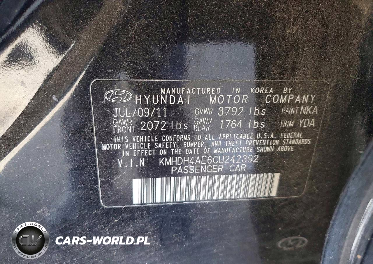 2012 Hyundai Elantra Limited VIN:KMHDH4AE6CU242392 - 12