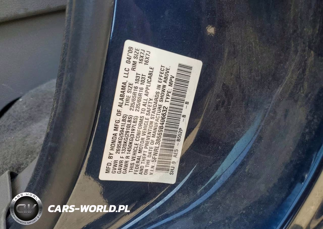 2009 Honda Odyssey Exl VIN:5FNRL38669B406632 - 13