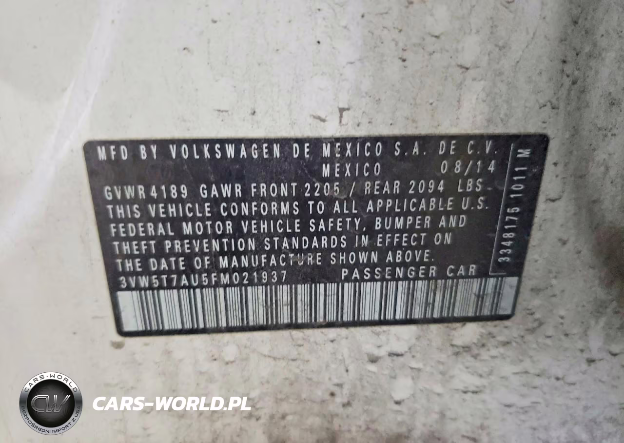 2015 Volkswagen Gti VIN:3VW5T7AU5FM021937 - 13