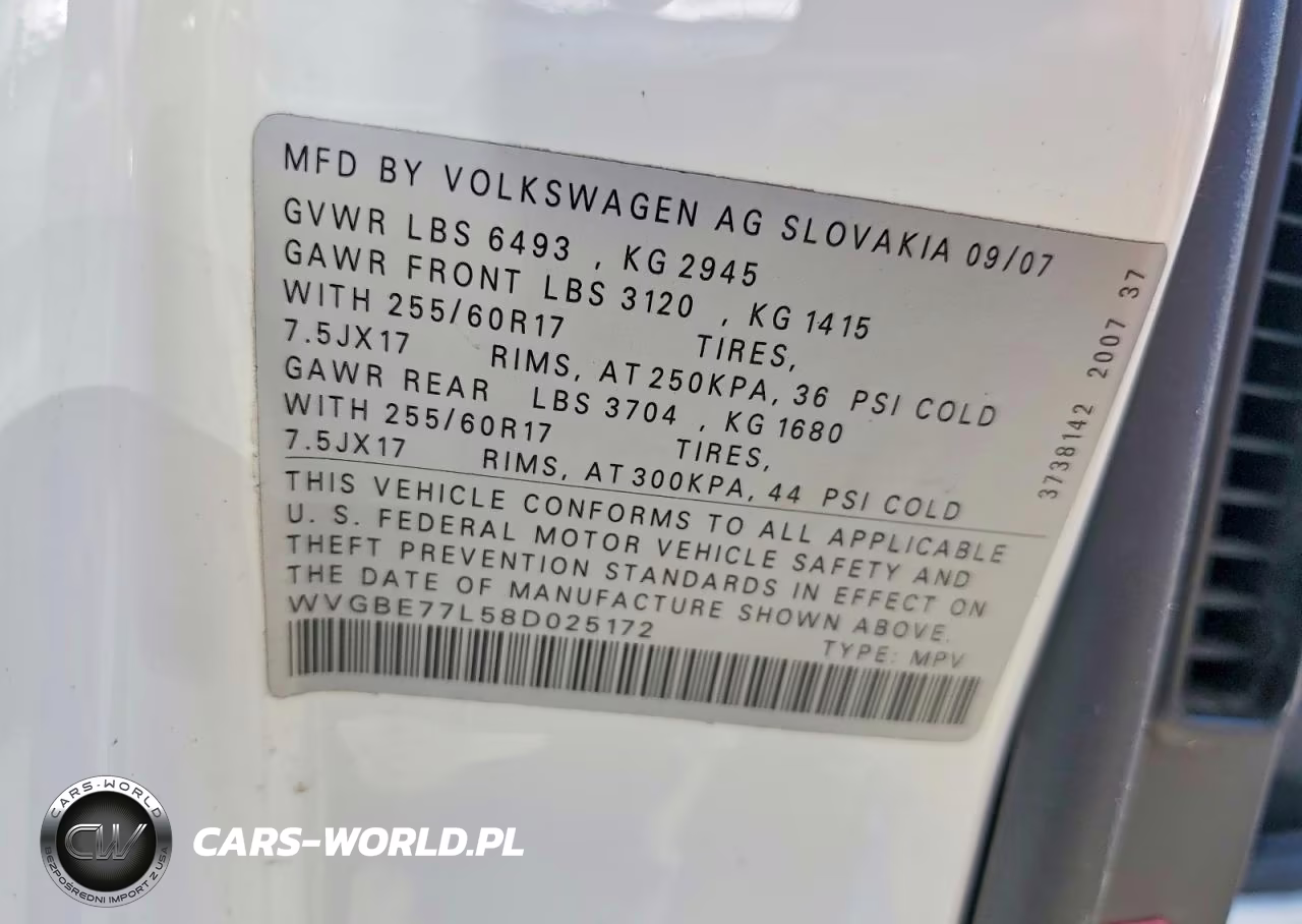2008 Volkswagen Touareg 2 V6 VIN:WVGBE77L58D025172 - 13