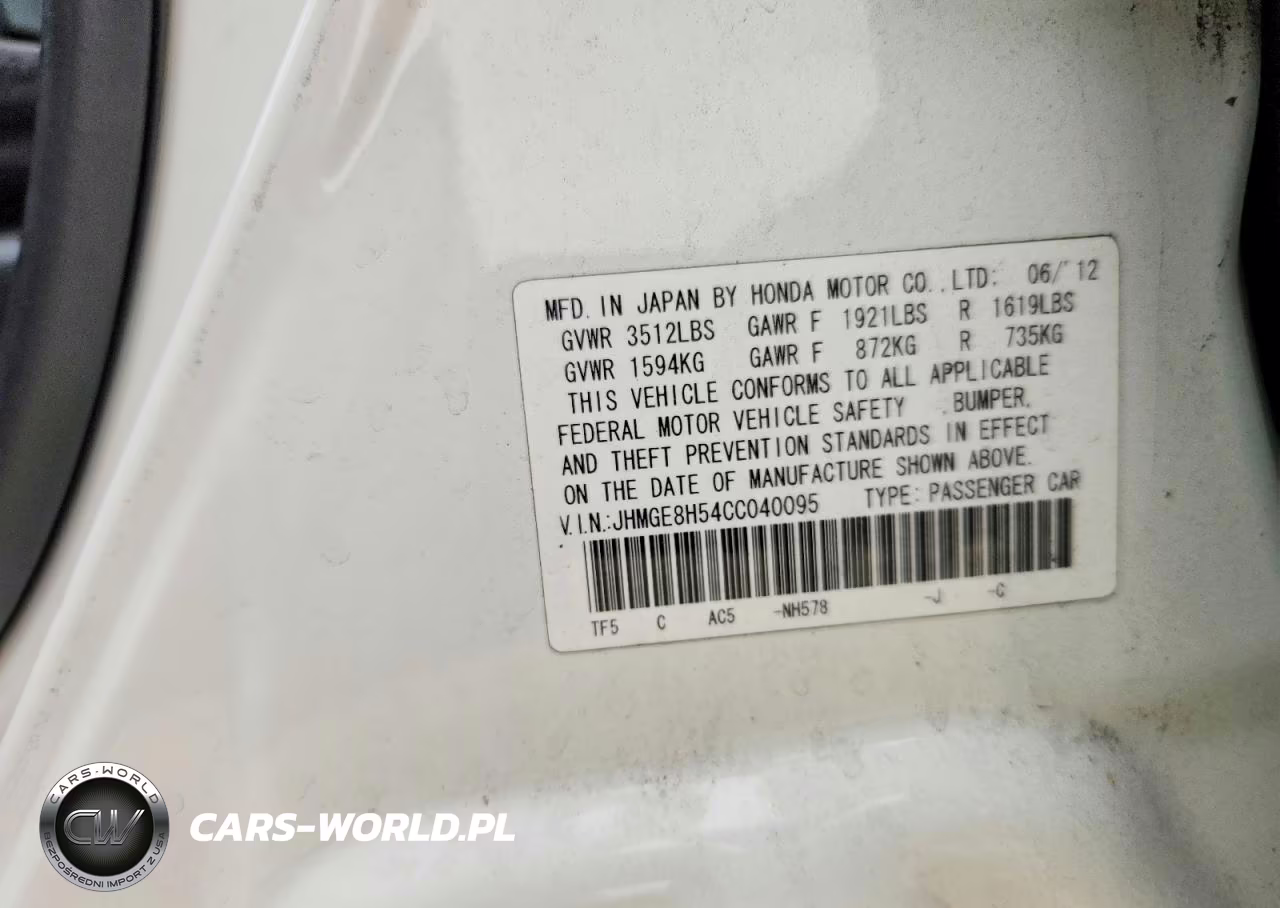 2012 Honda Fit Sport VIN:JHMGE8H54CC040095 - 12
