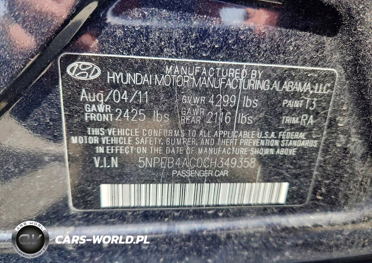 2012 Hyundai Sonata Gls VIN:5NPEB4AC0CH349358 - 12
