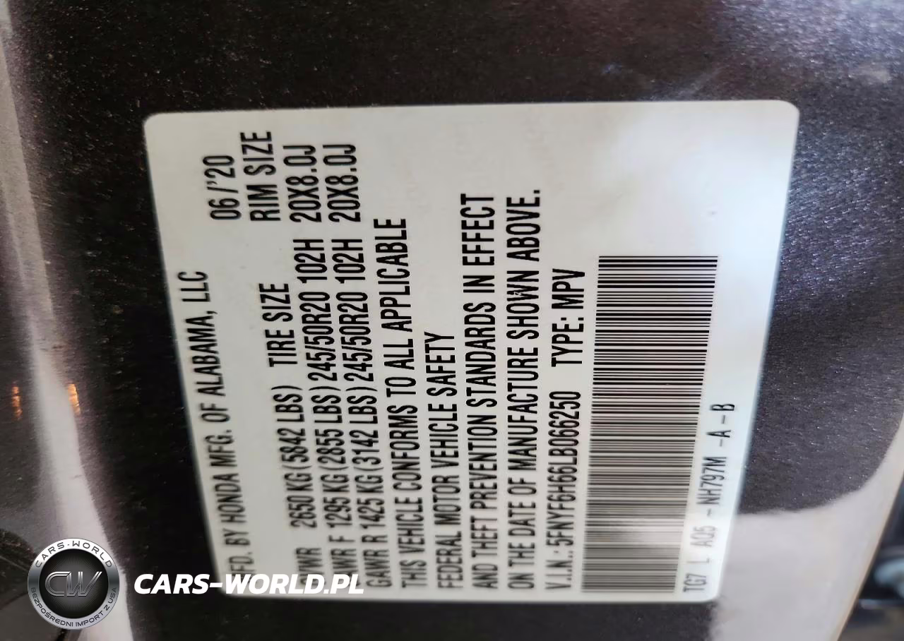 2020 Honda Pilot Touring VIN:5FNYF6H66LB066250 - 14