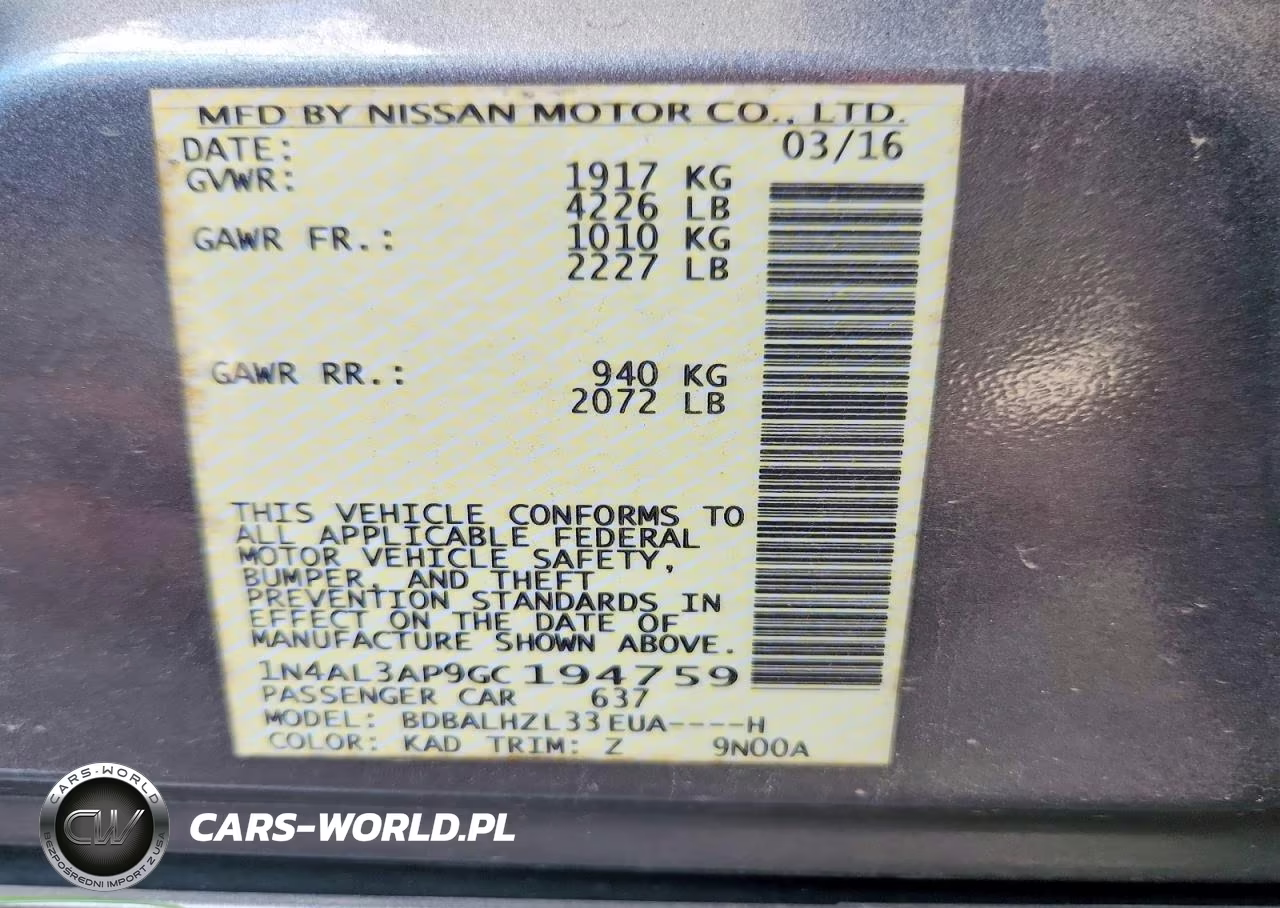 2016 Nissan Altima 2.5 Sr VIN:1N4AL3AP9GC194759 - 12