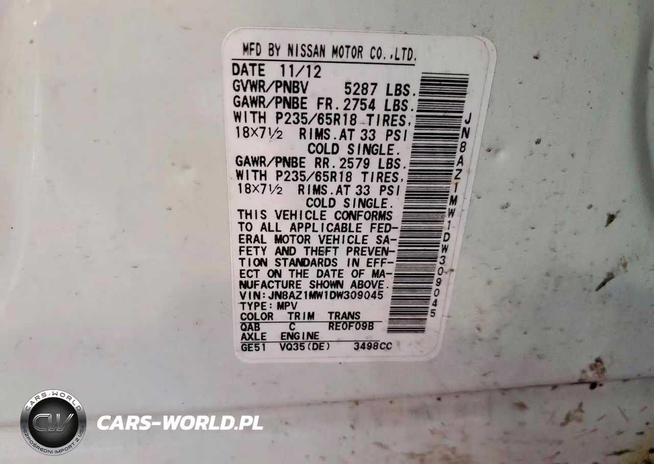 2013 Nissan Murano S VIN:JN8AZ1MW1DW309045 - 13