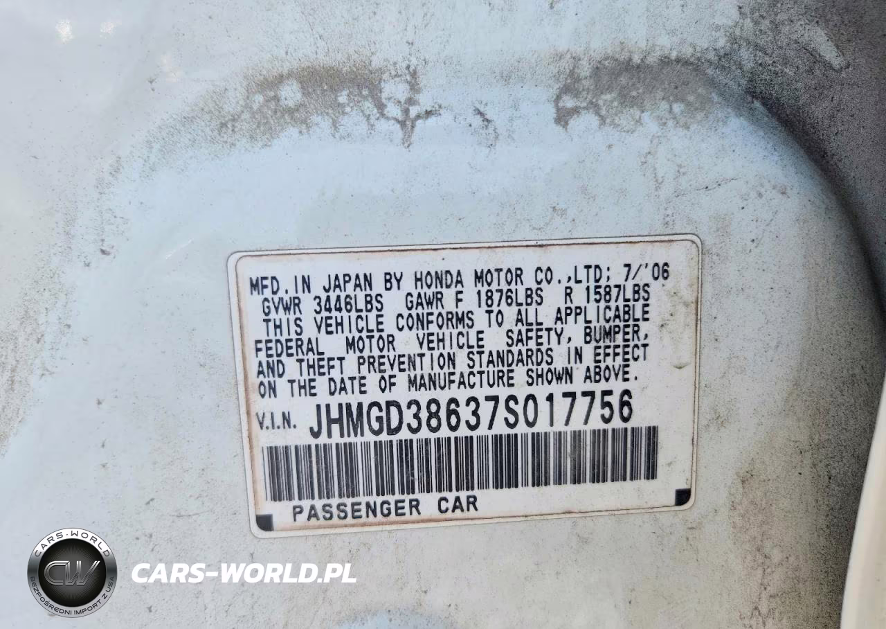 2007 Honda Fit S VIN:JHMGD38637S017756 - 12
