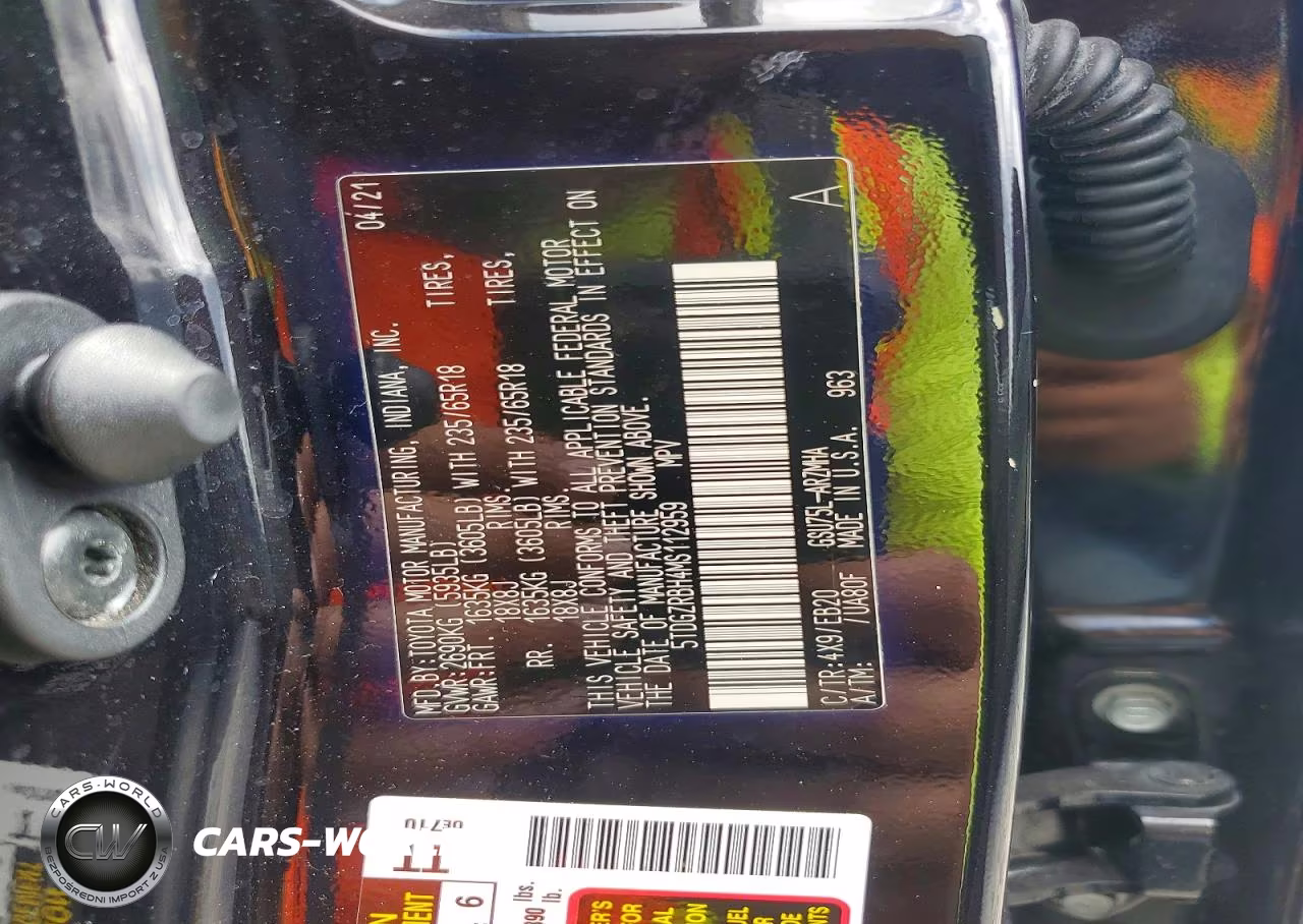 2021 Toyota Highlander Xle VIN:5TDGZRBH4MS112959 - 14