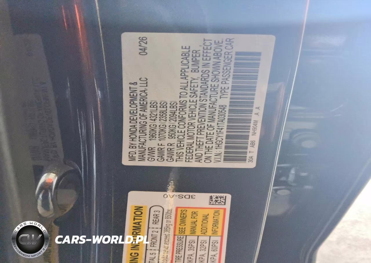2026 Honda Accord Se VIN:1HGCY1F41TA030548 - 12