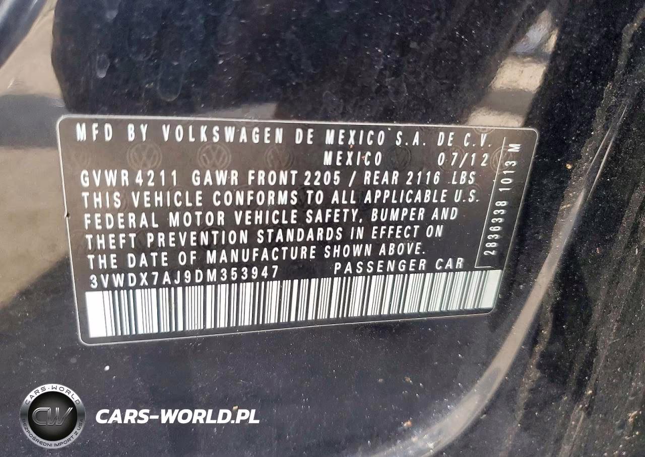 2013 Volkswagen Jetta Se VIN:3VWDX7AJ9DM353947 - 12