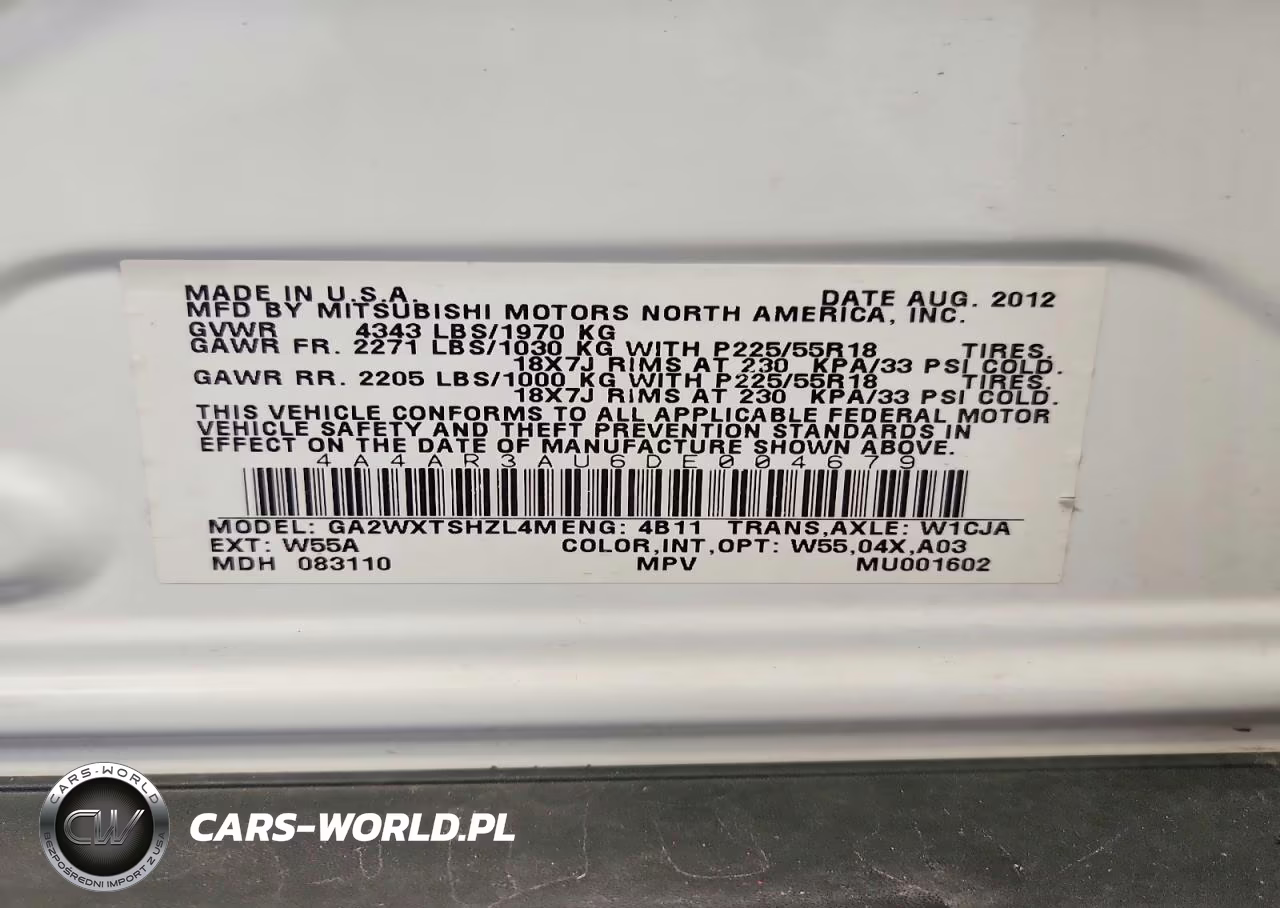 2013 Mitsubishi Outlander Sport Es VIN:4A4AR3AU6DE004679 - 14