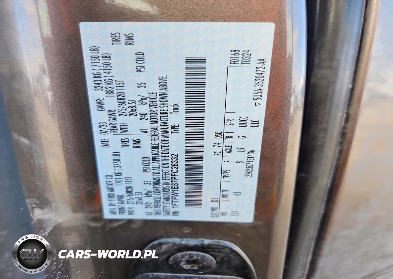 2023 Ford F150 Supercrew VIN:1FTFW1E87PFC26332 - 12