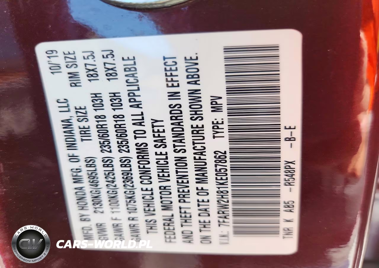 2019 Honda Cr-V Exl VIN:7FARW2H81KE057862 - 13