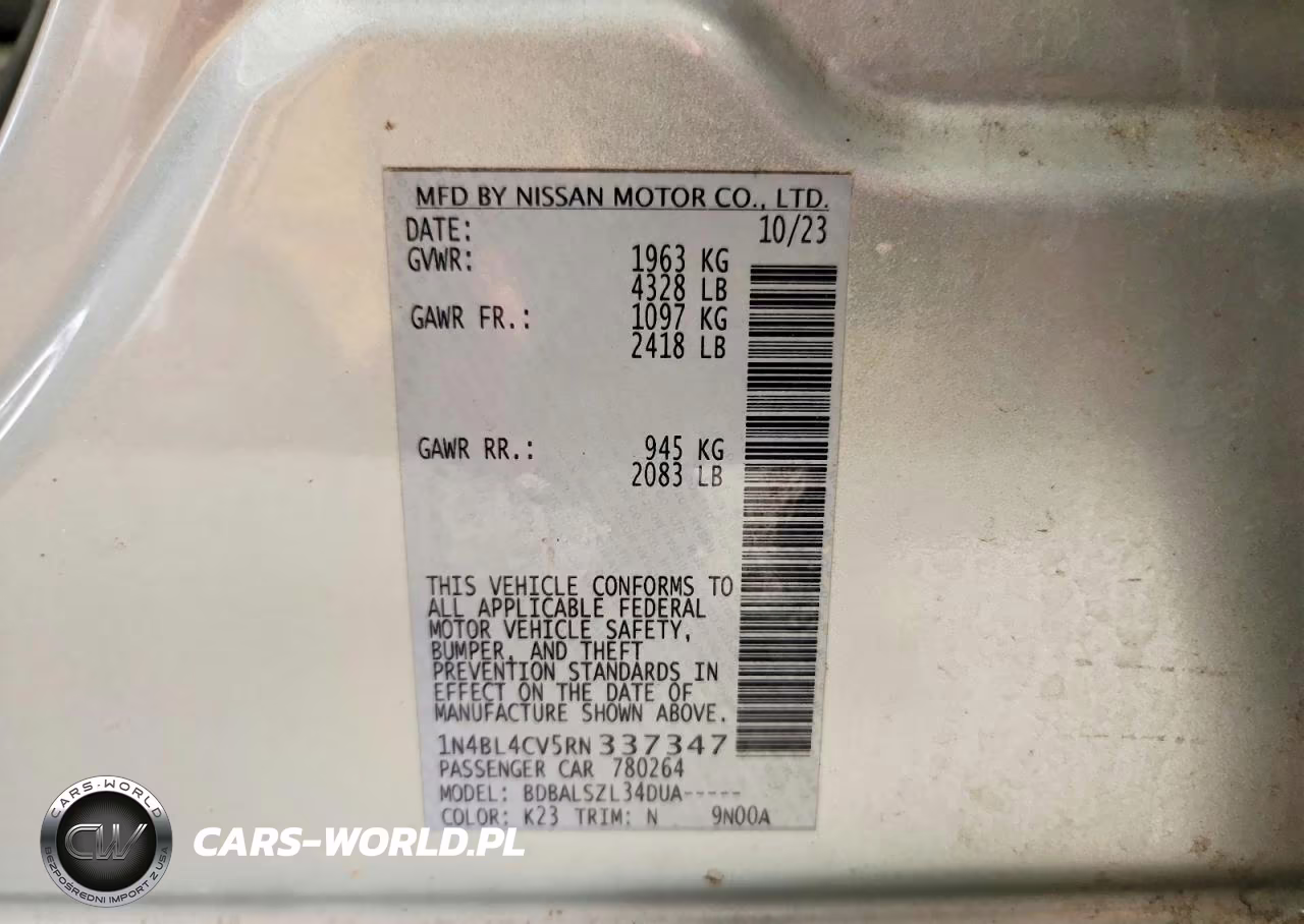 2024 Nissan Altima Sr VIN:1N4BL4CV5RN337347 - 13