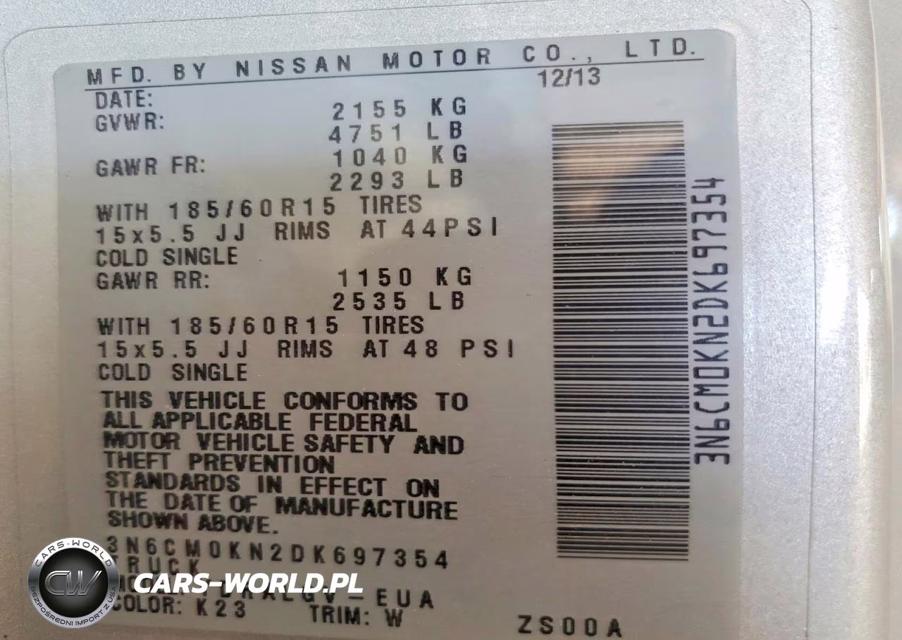2013 Nissan Nv200 S VIN:3N6CM0KN2DK697354 - 12