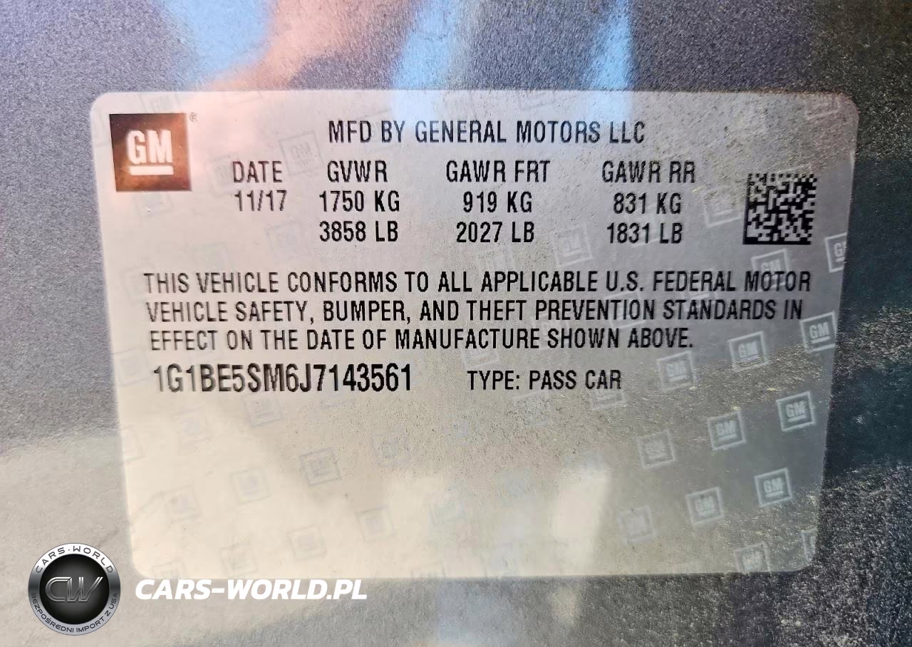2018 Chevrolet Cruze Lt VIN:1G1BE5SM6J7143561 - 12