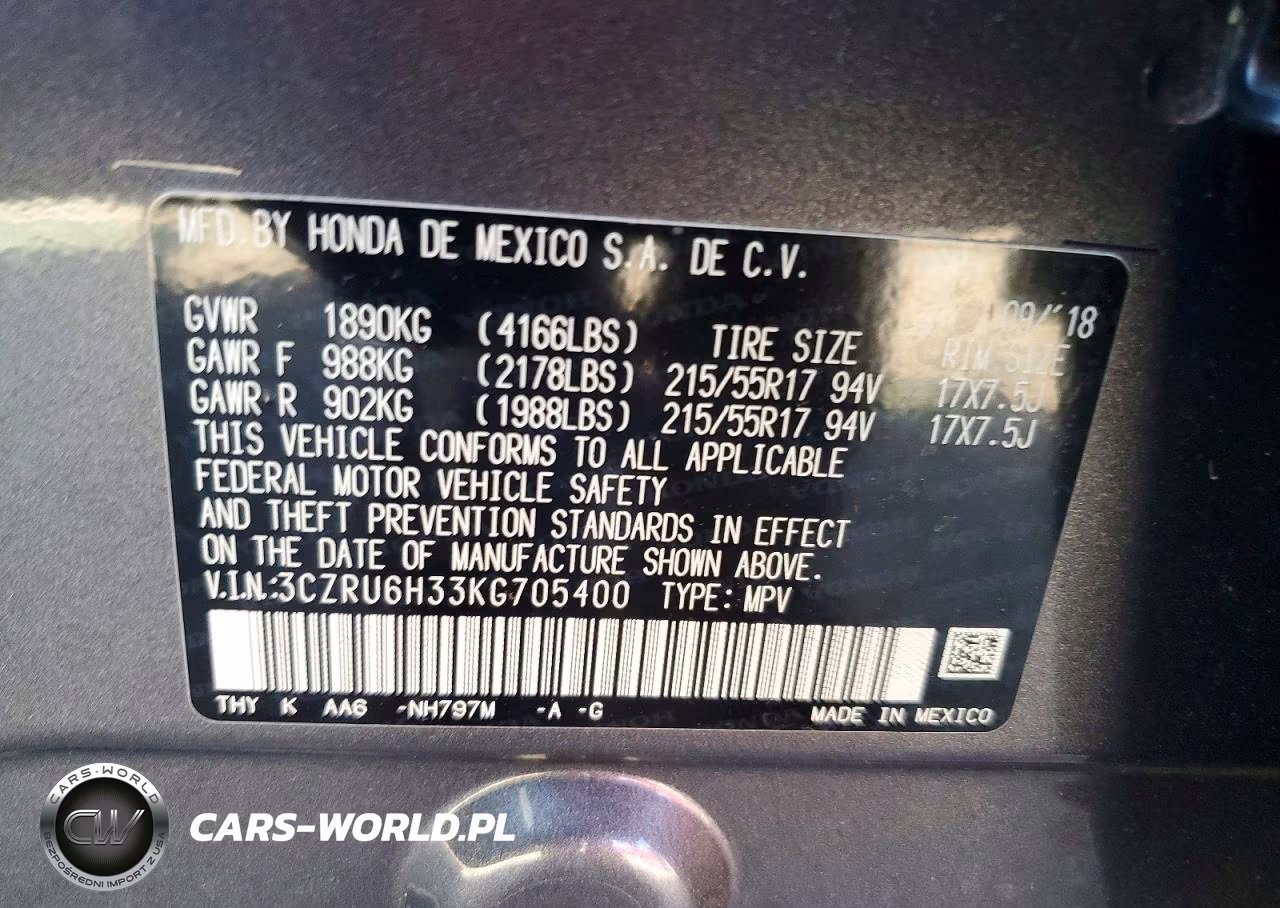 2019 Honda Hr-V Lx VIN:3CZRU6H33KG705400 - 12