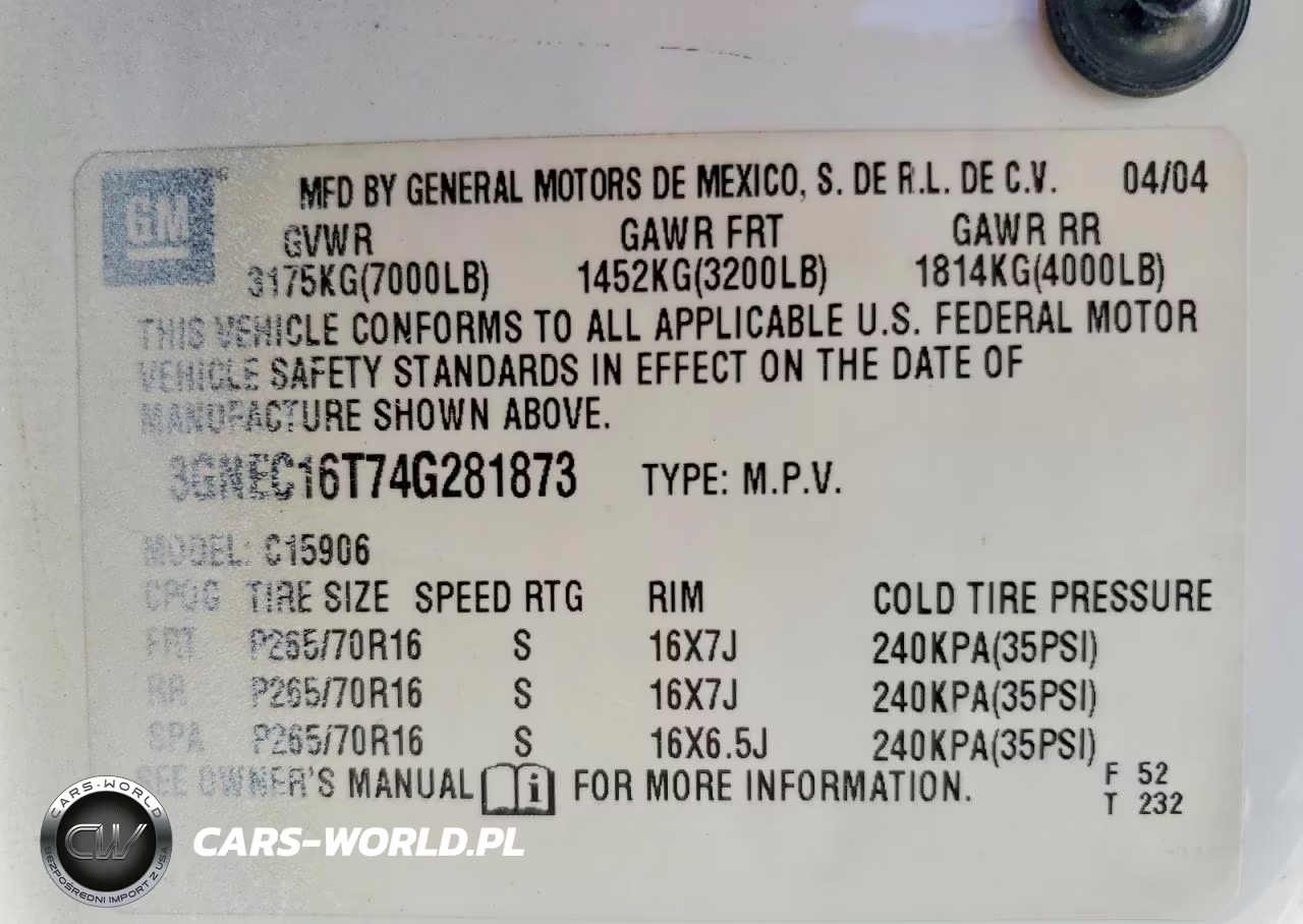 2004 Chevrolet Suburban C1500 VIN:3GNEC16T74G281873 - 13