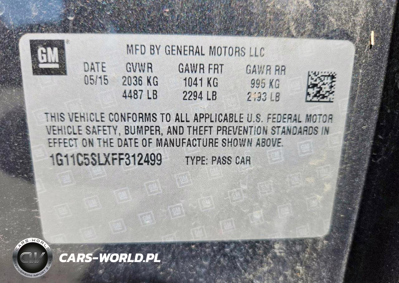2015 Chevrolet Malibu 1Lt VIN:1G11C5SLXFF312499 - 12