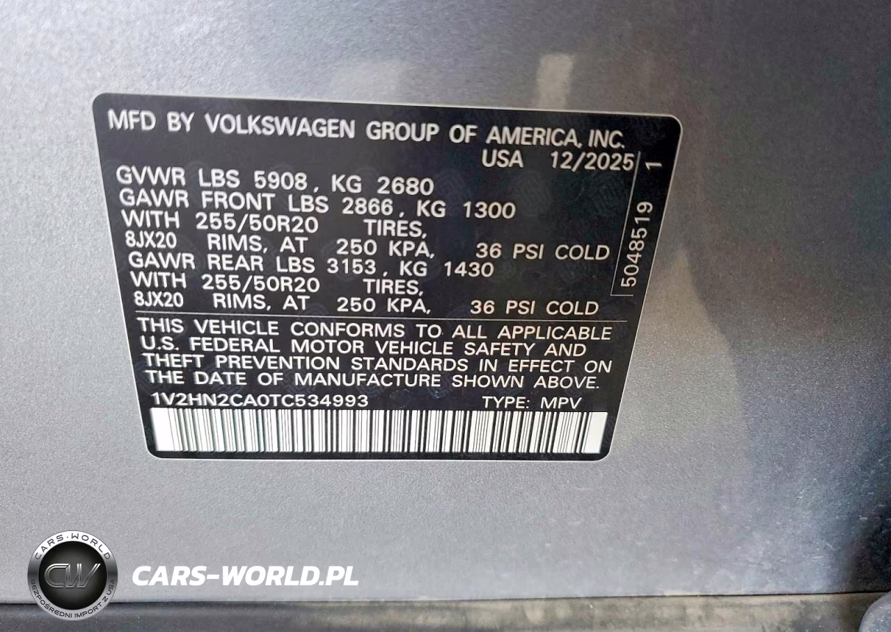 2026 Volkswagen Atlas Se VIN:1V2HN2CA0TC534993 - 13