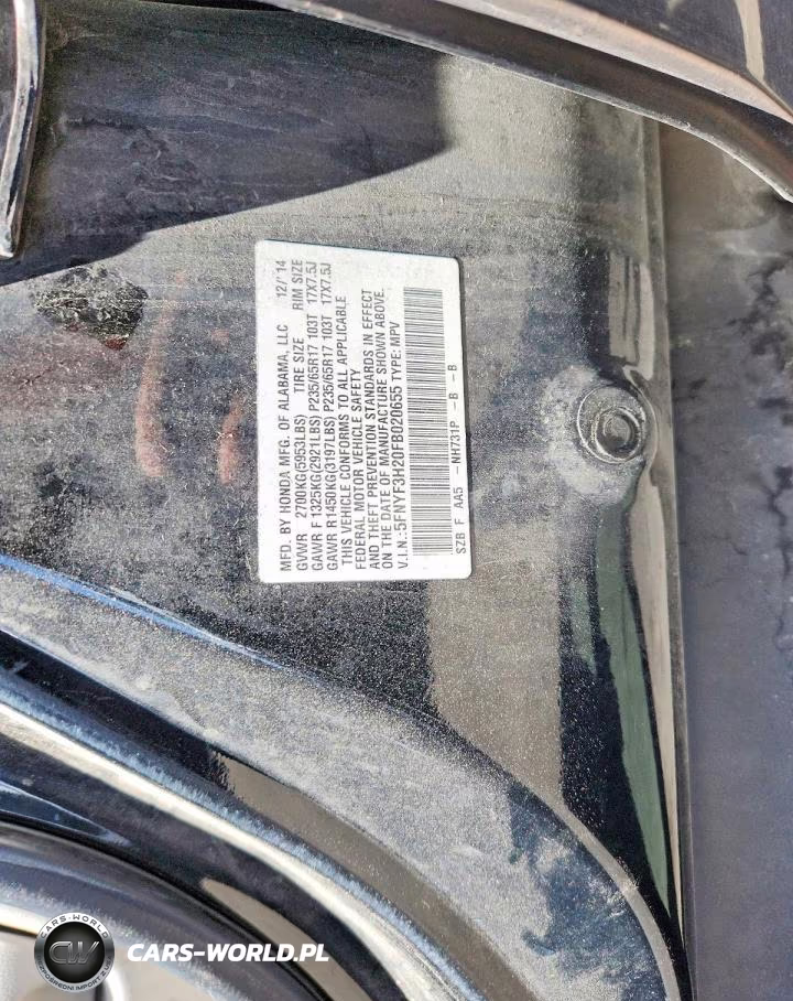 2015 Honda Pilot Lx VIN:5FNYF3H20FB020655 - 13