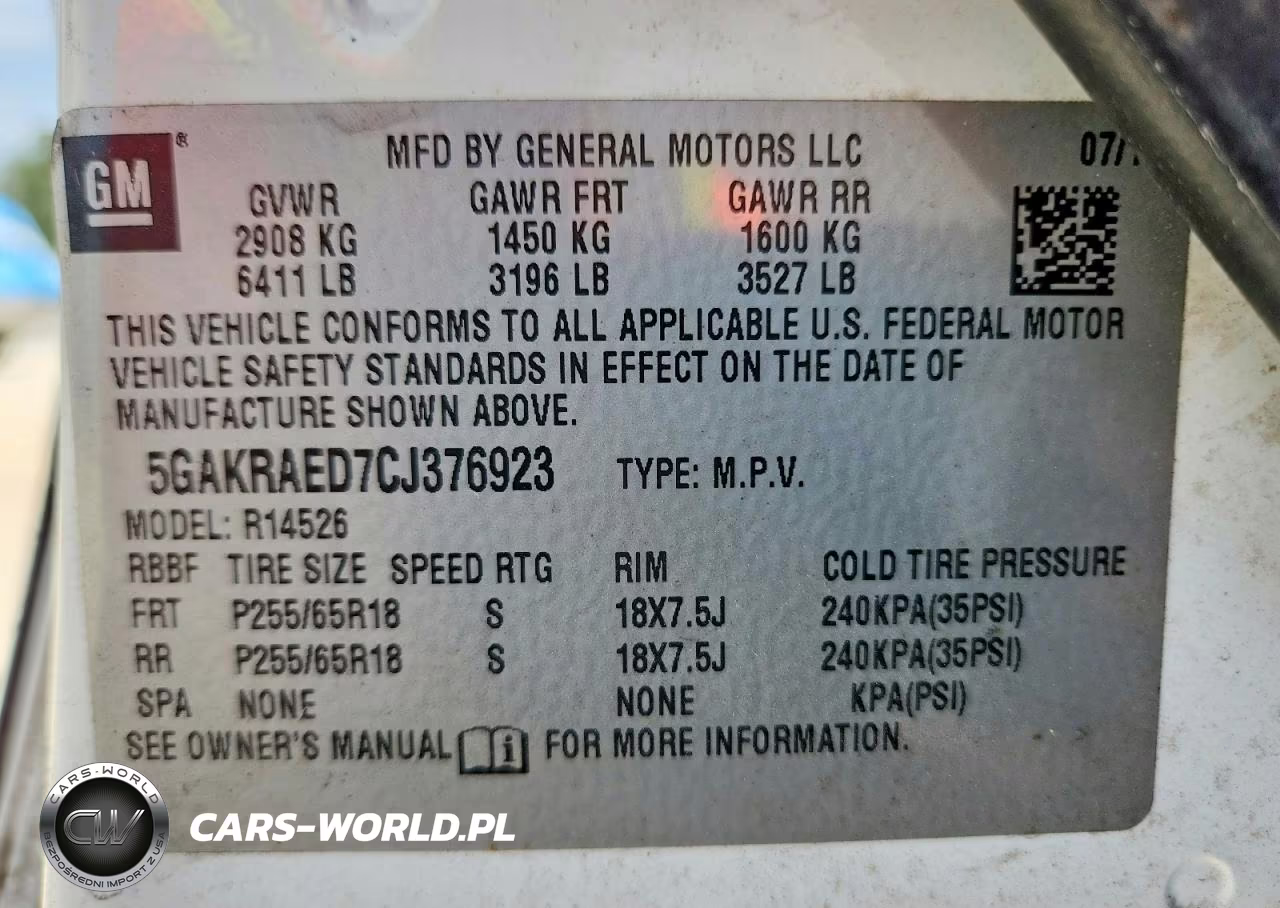 2012 Buick Enclave VIN:5GAKRAED7CJ376923 - 13