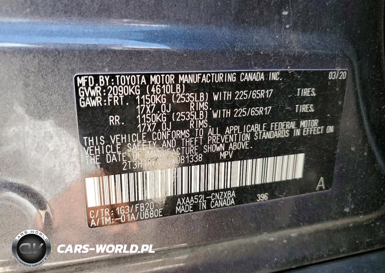 2020 Toyota Rav4 Le VIN:2T3H1RFV1LW081338 - 13