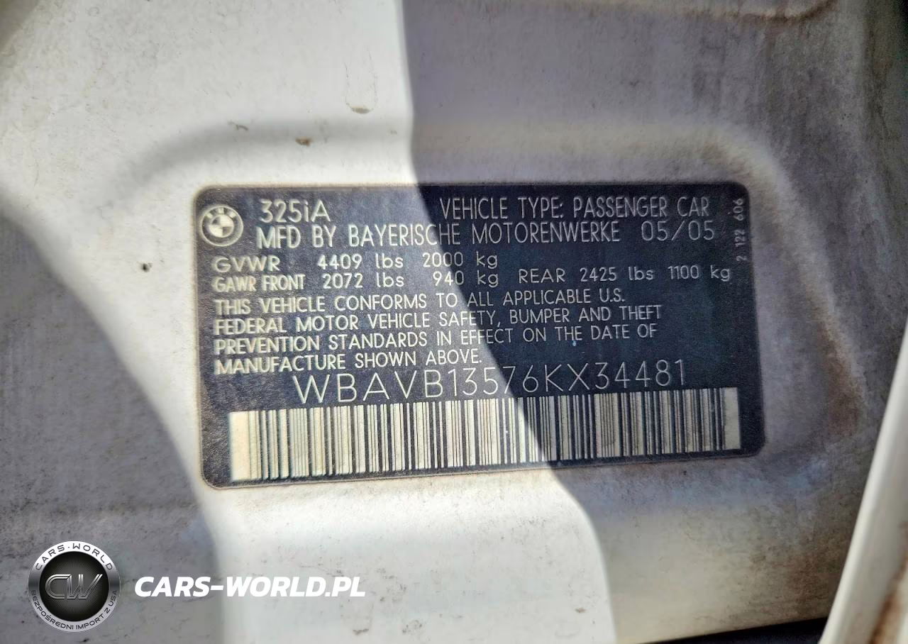 2006 BMW 325 I VIN:WBAVB13576KX34481 - 12
