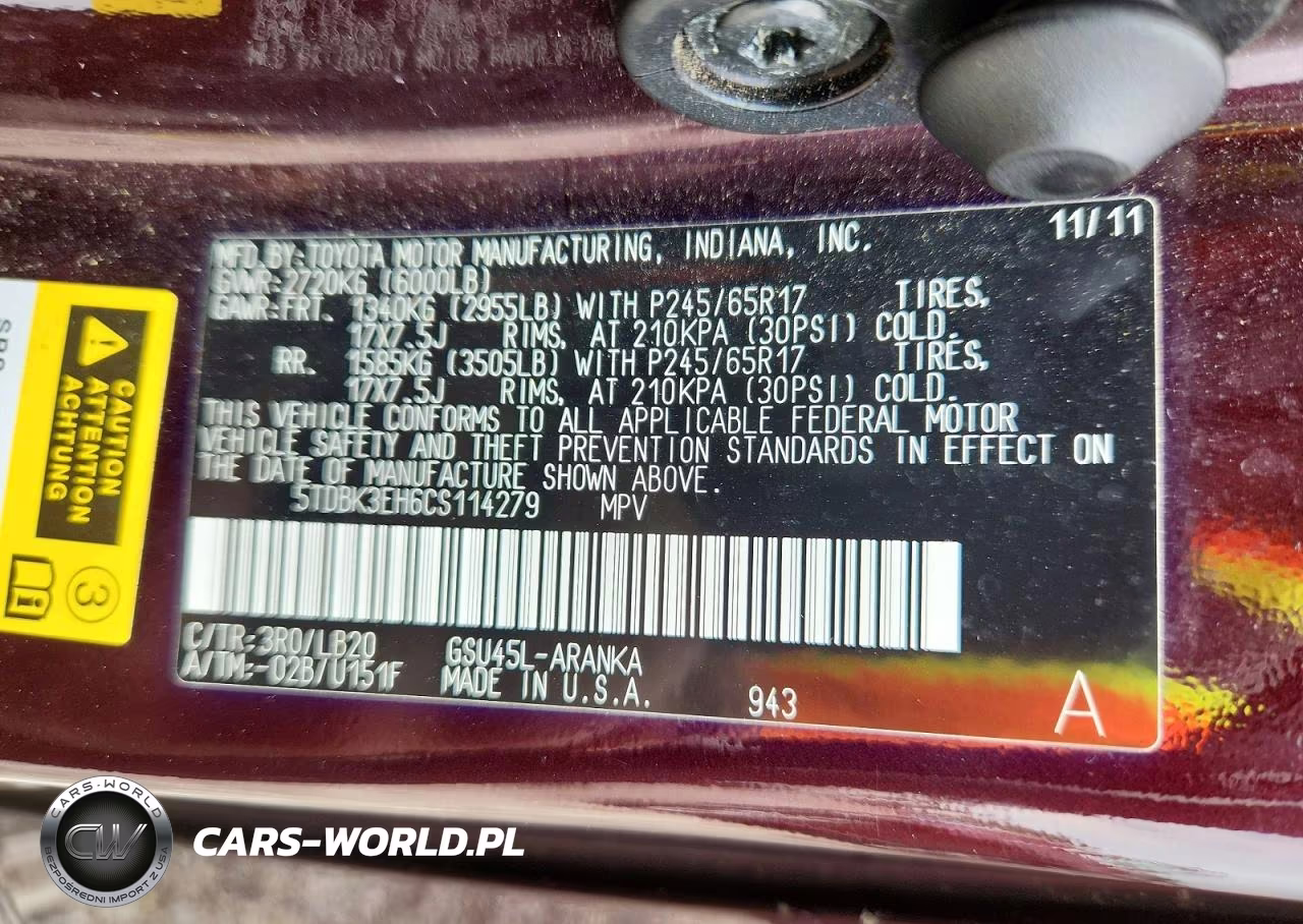 2012 Toyota Highlander Se VIN:5TDBK3EH6CS114279 - 13