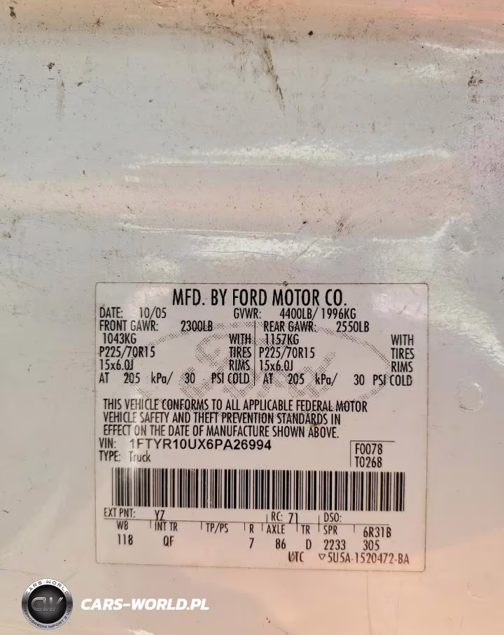 2006 Ford Ranger VIN:1FTYR10UX6PA26994 - 12