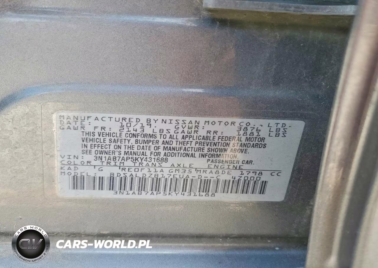 2019 Nissan Sentra Sv VIN:3N1AB7AP5KY431688 - 12