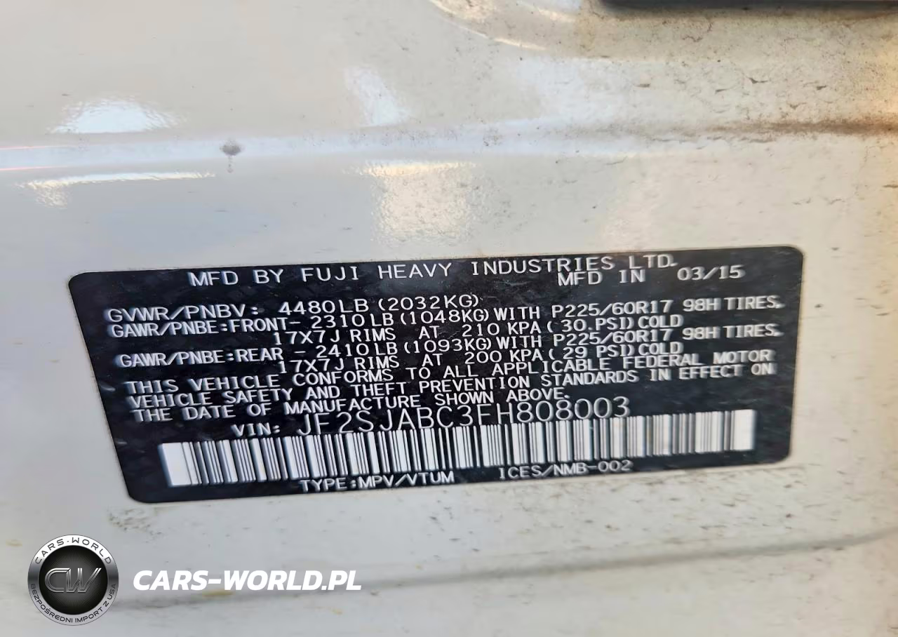 2015 Subaru Forester 2.5I VIN:JF2SJABC3FH808003 - 13