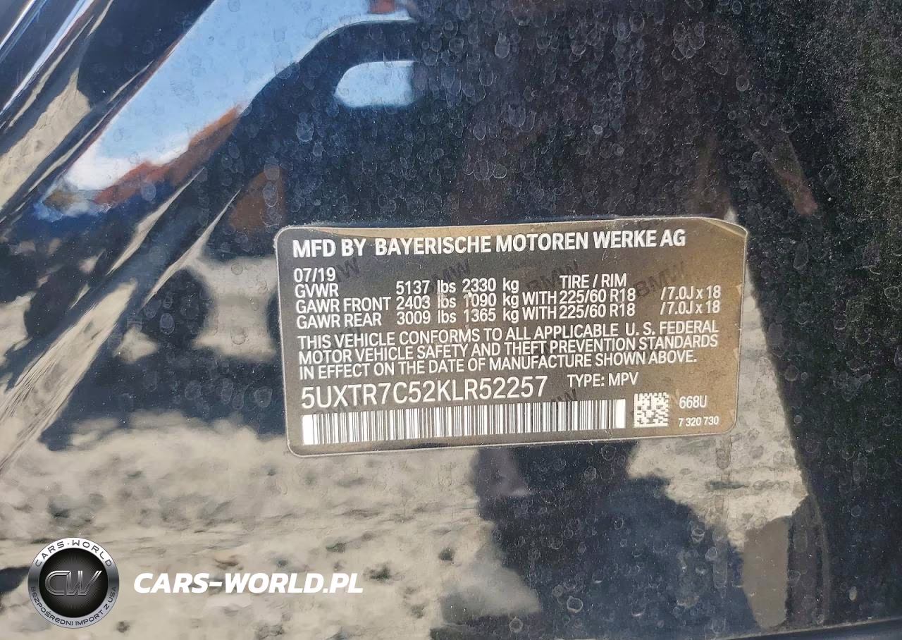 2019 BMW X3 Sdrive30I VIN:5UXTR7C52KLR52257 - 12