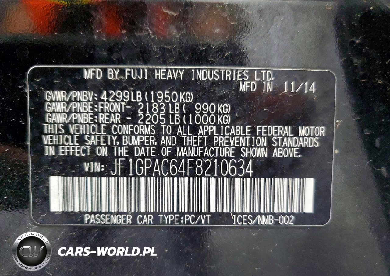 2015 Subaru Impreza Premium VIN:JF1GPAC64F8210634 - 14