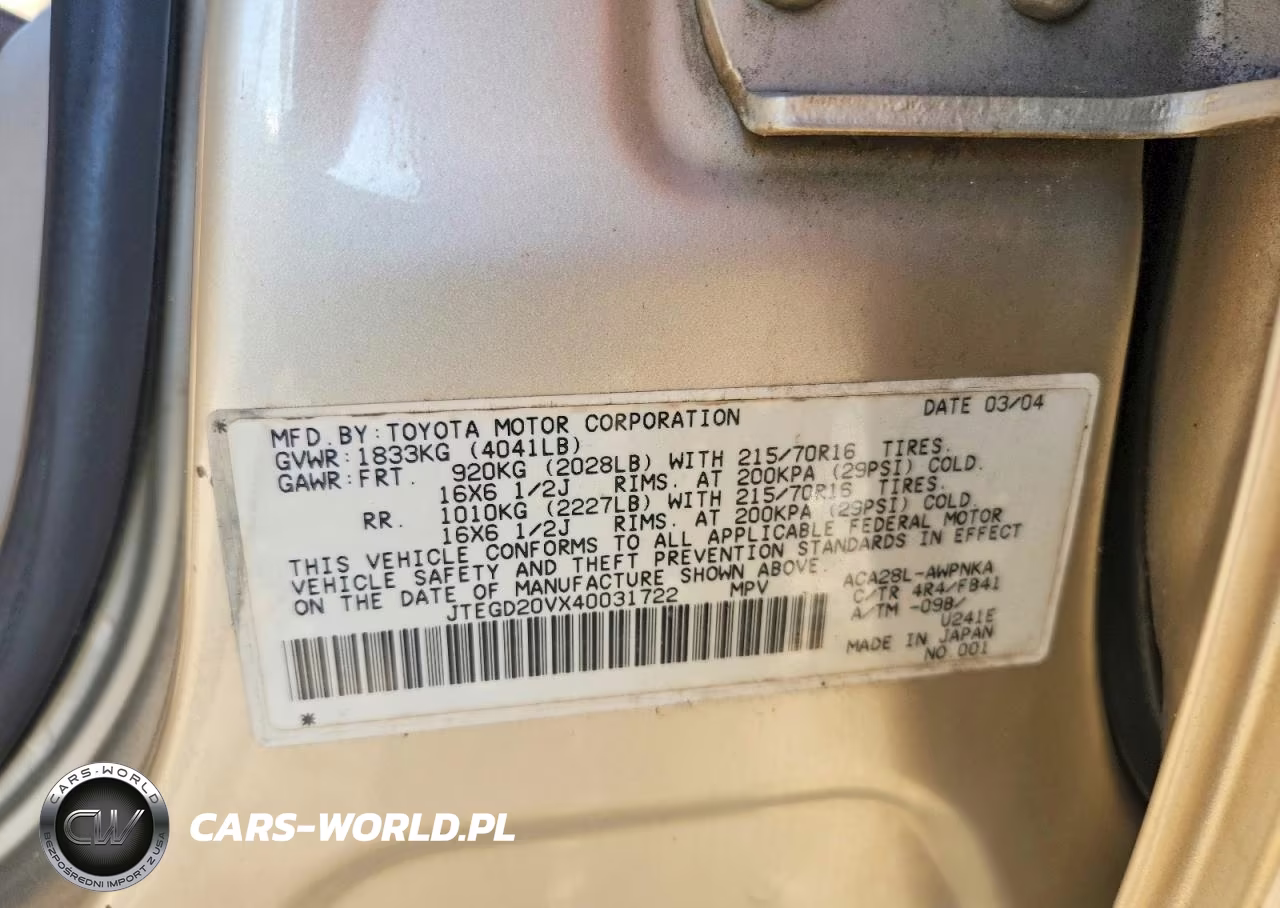 2004 Toyota Rav4 Base VIN:JTEGD20VX40031722 - 12