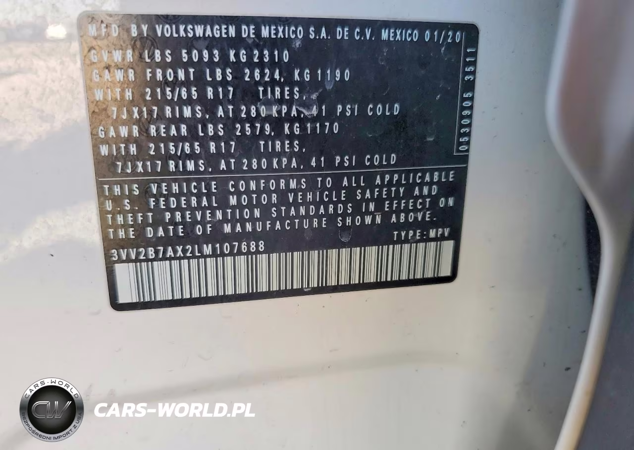 2020 Volkswagen Tiguan Se VIN:3VV2B7AX2LM107688 - 12
