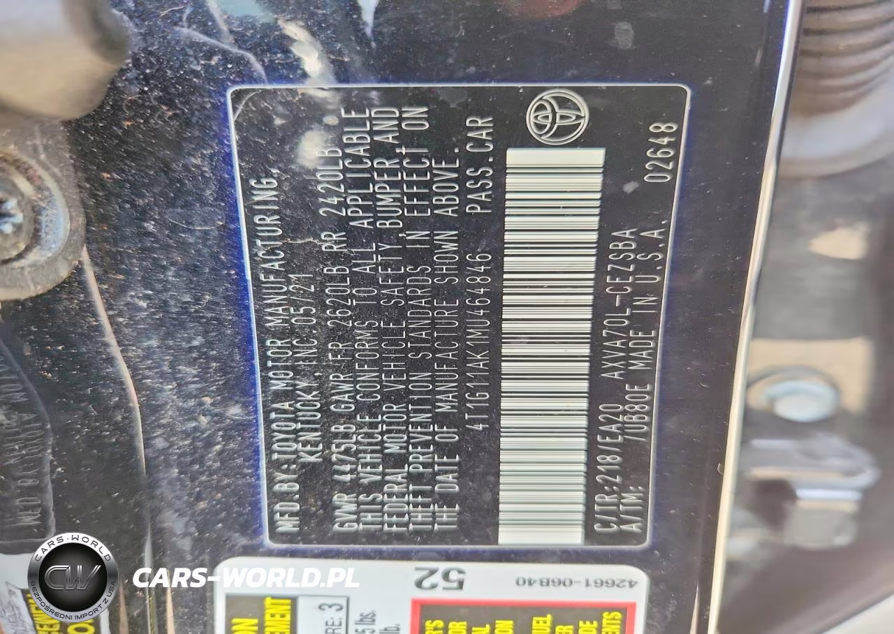 2021 Toyota Camry Se VIN:4T1G11AK1MU464846 - 13