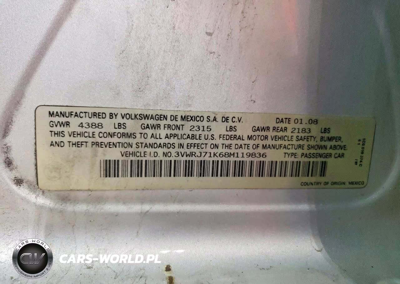 2008 Volkswagen Jetta Wolfsburg VIN:3VWRJ71K68M119836 - 12