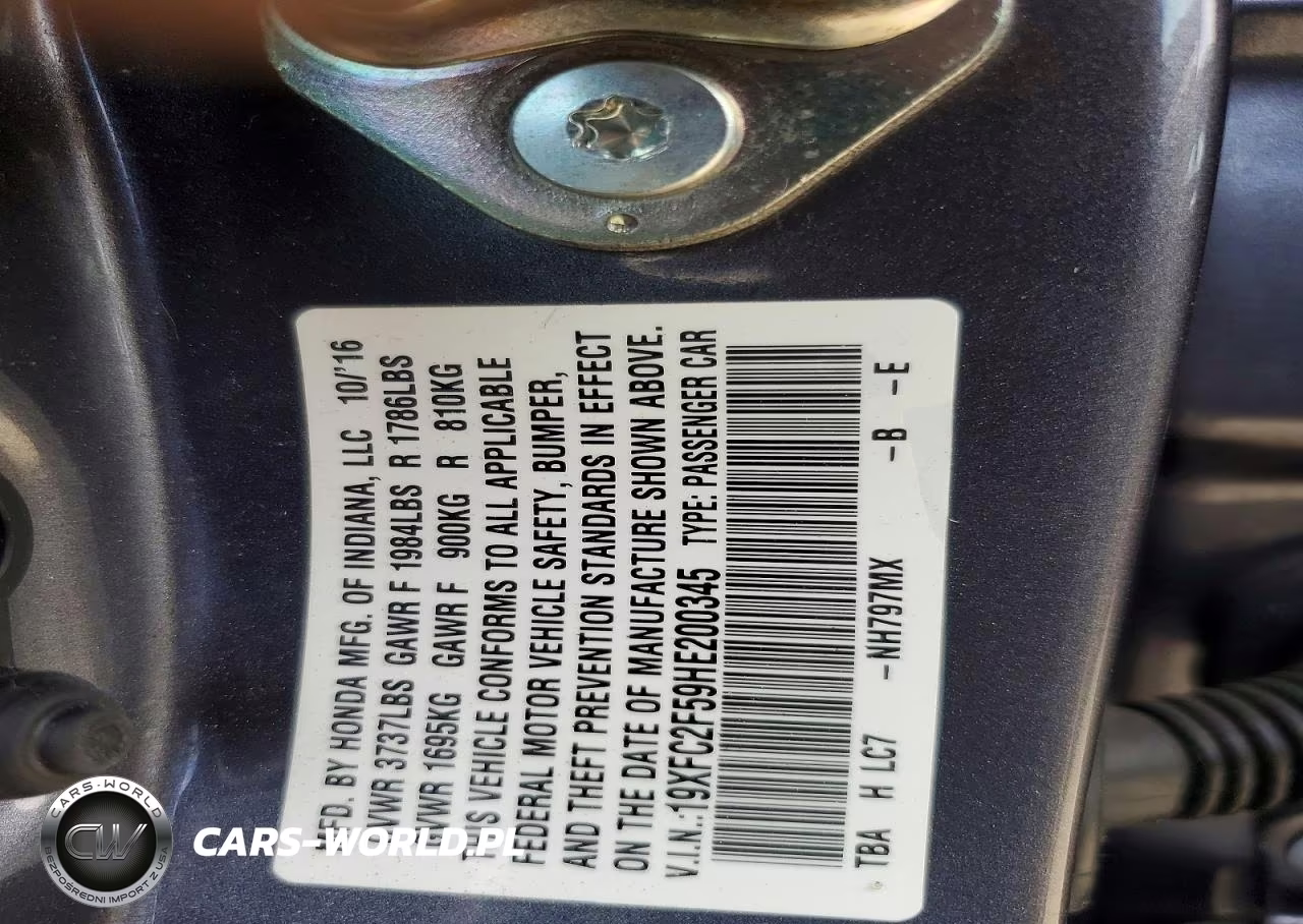 2017 Honda Civic Lx VIN:19XFC2F59HE200345 - 12